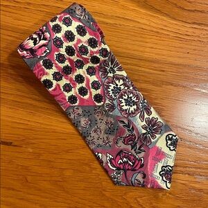 3/$25 Handmade Silk Tie | Floral Artisan Vintage | 60” x 4” Pink Cream